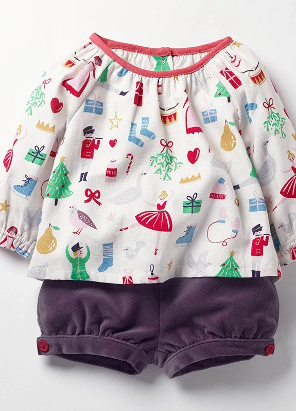 Белый летний костюм 2 в 1 для девочки новогодняя сказка Little Maven 48300