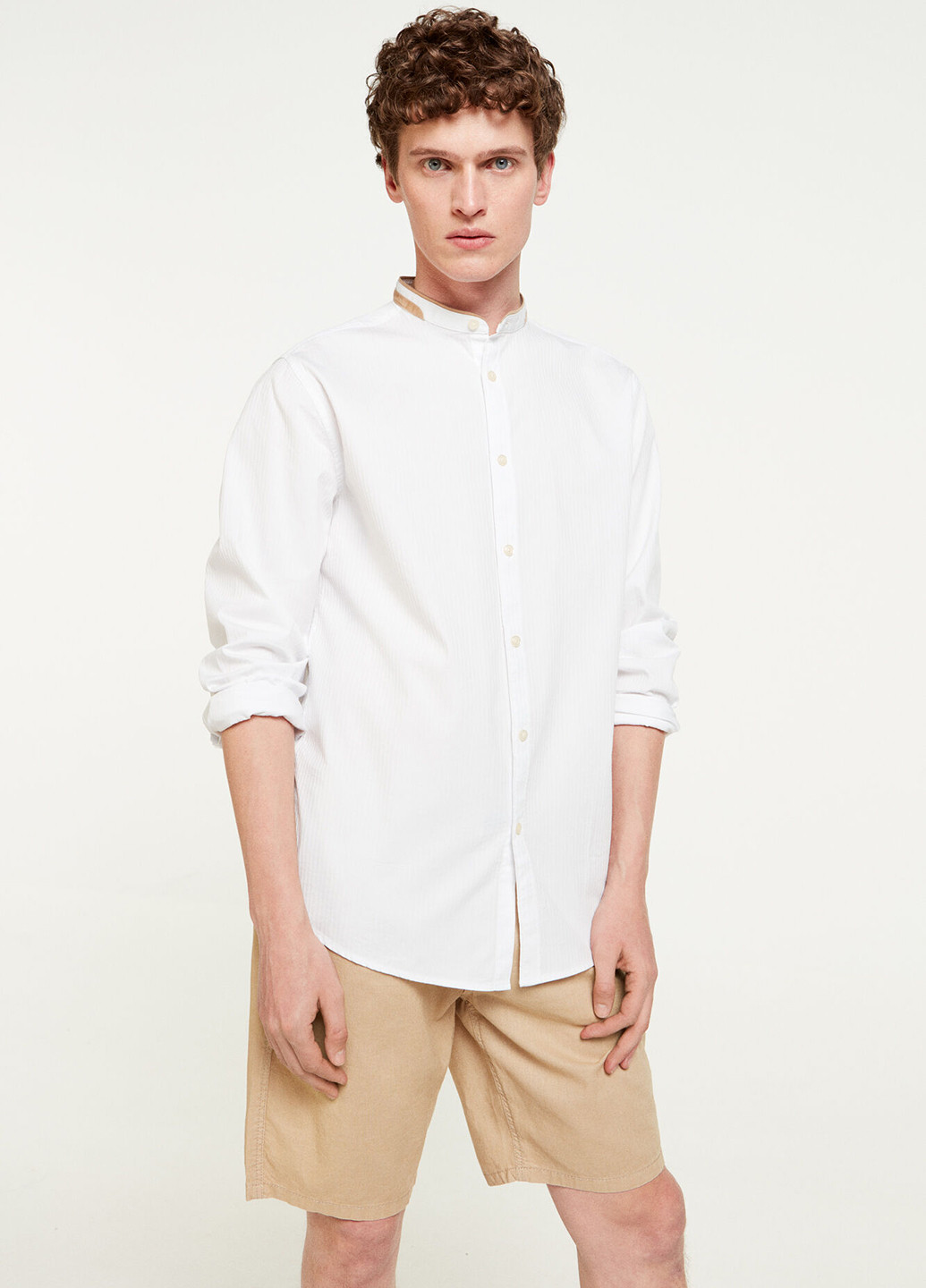 Белая кэжуал рубашка однотонная Springfield