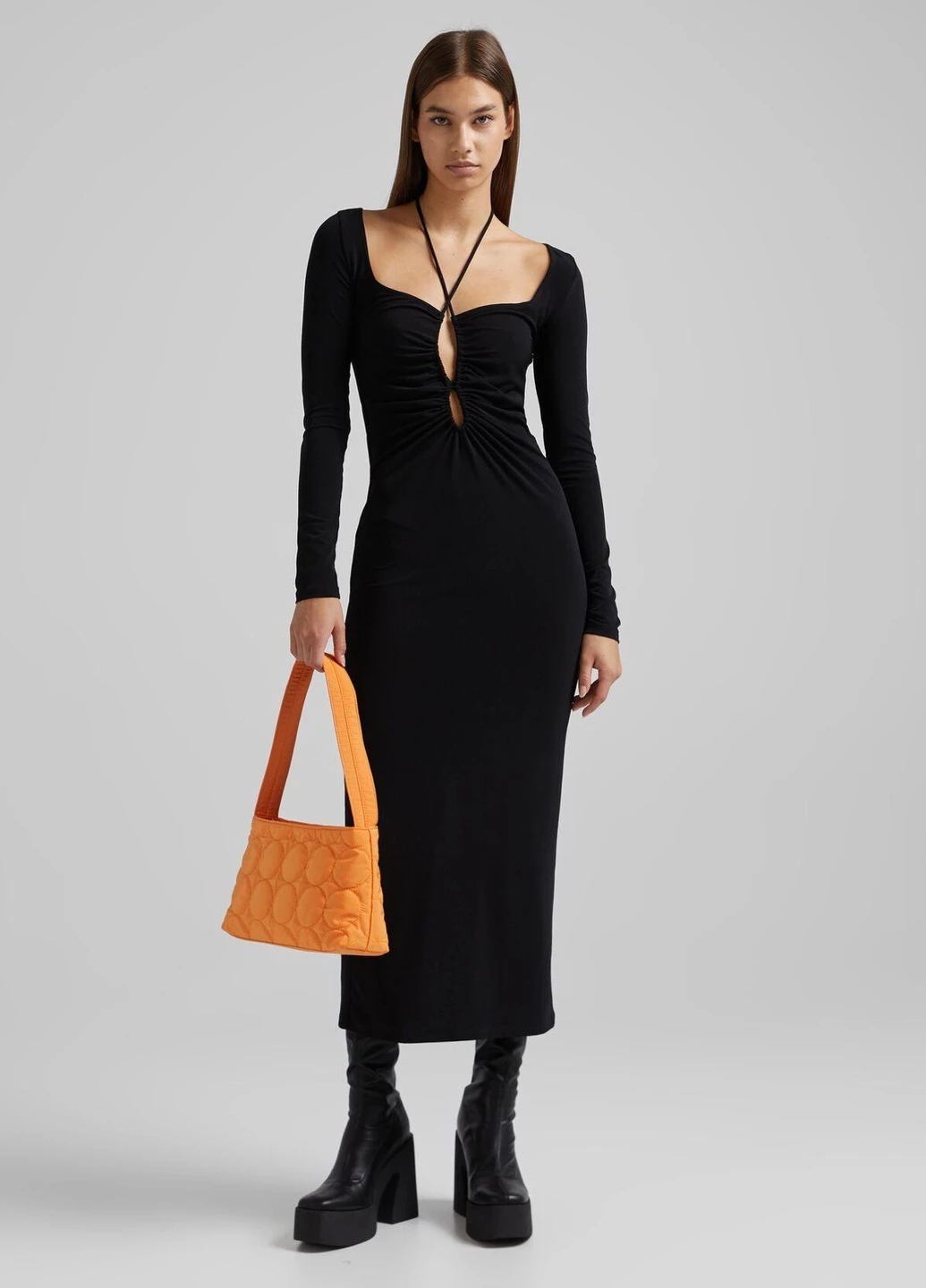 Чорна сукня демісезон,чорний, Bershka