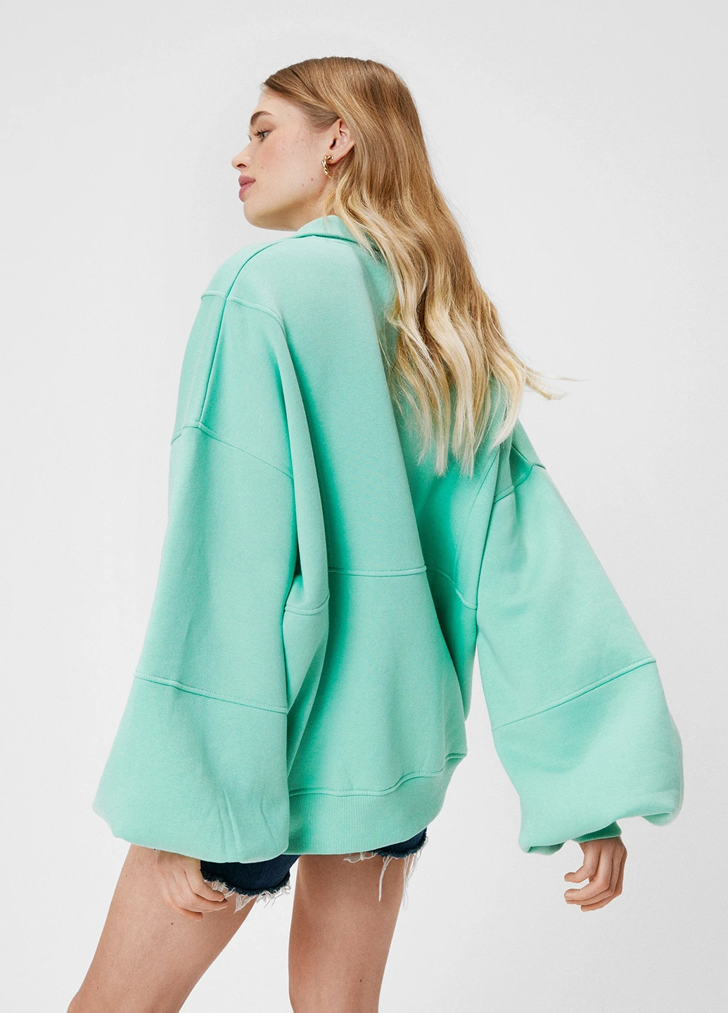 Світло-бірюзовий світшоти Nasty Gal однотонний без декору (237848111)