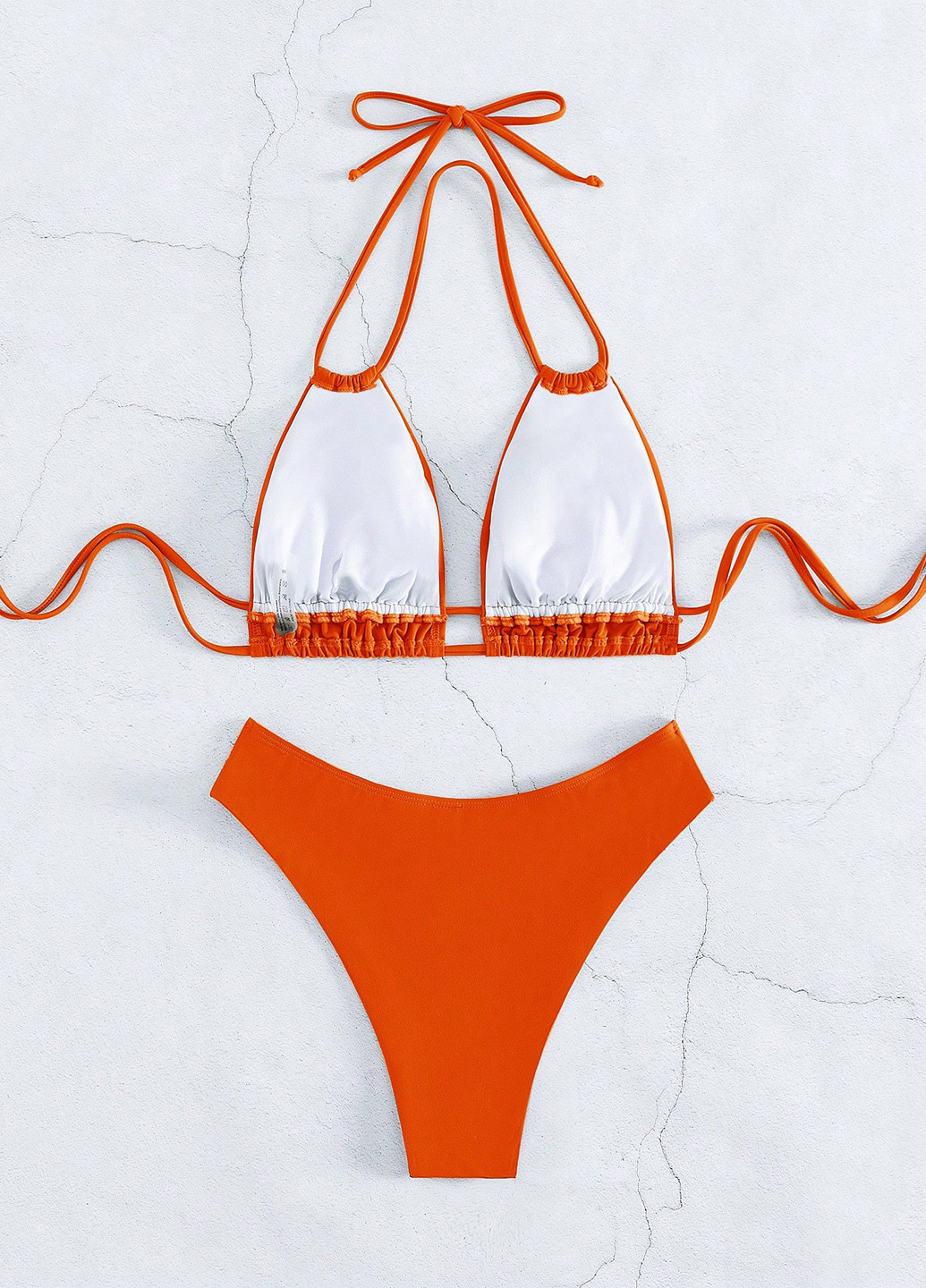 Оранжевый летний купальник (бюстгалтер, трусики) раздельный SHEIN