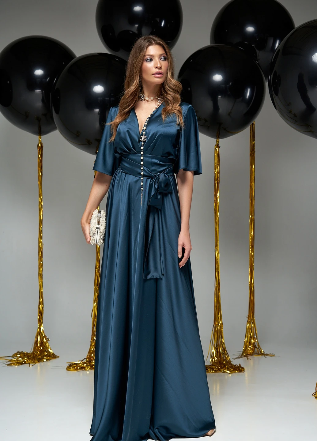Изумрудное вечернее вечернее платье из шелка "армани" Jadone Fashion