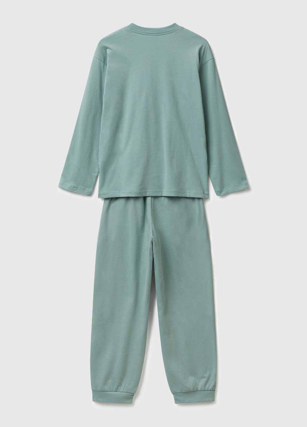 Сіро-зелена всесезон піжама (лонгслів, брюки) United Colors of Benetton