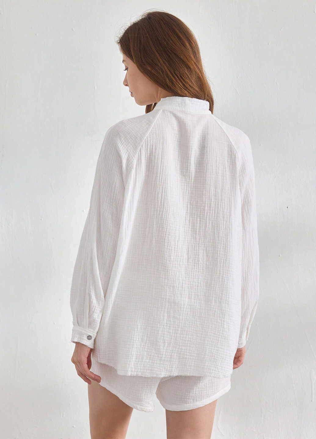 Белая домашний рубашка однотонная SHEIN