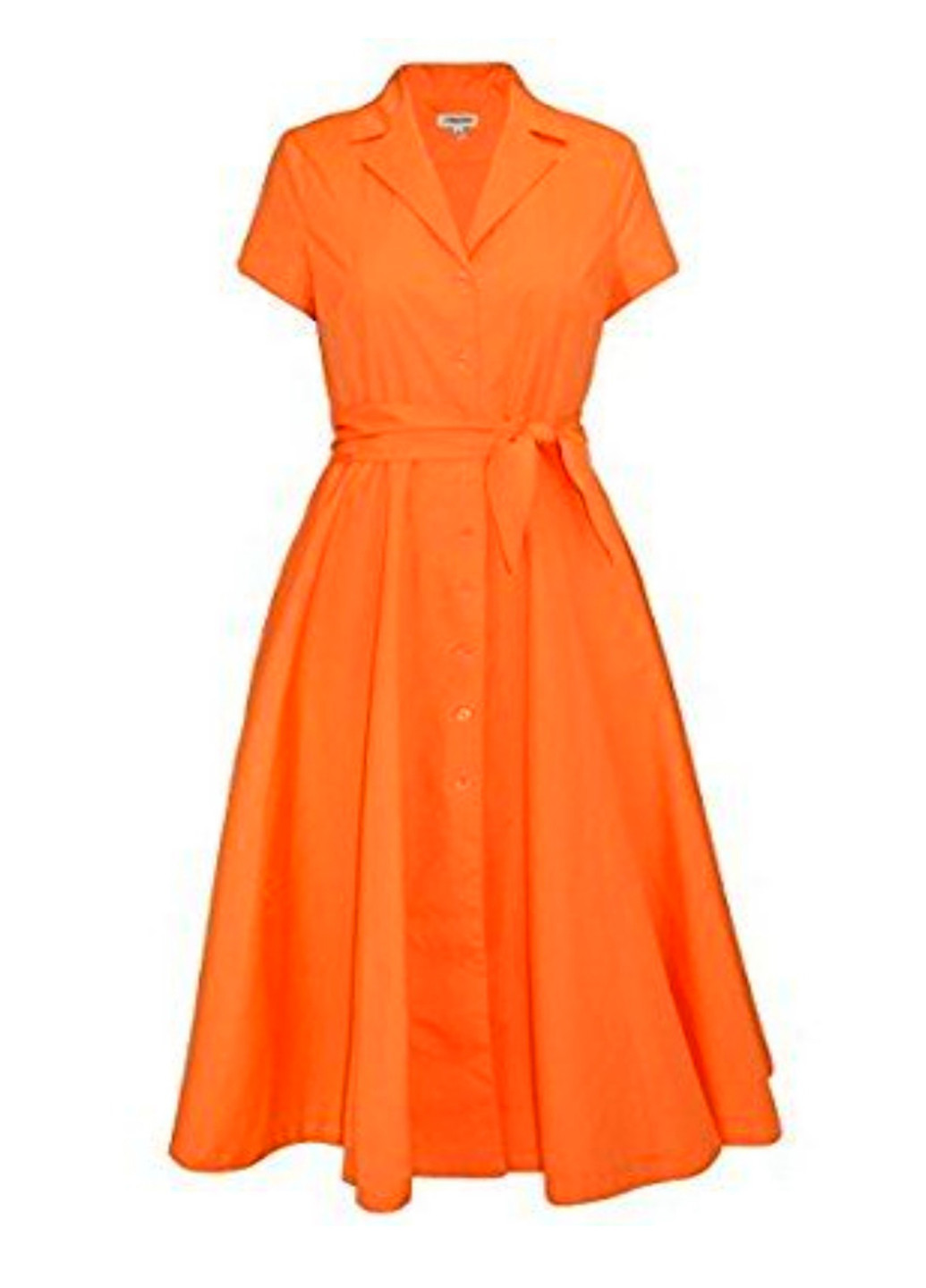 Оранжевое кэжуал платье клеш, рубашка The J. Peterman Company однотонное