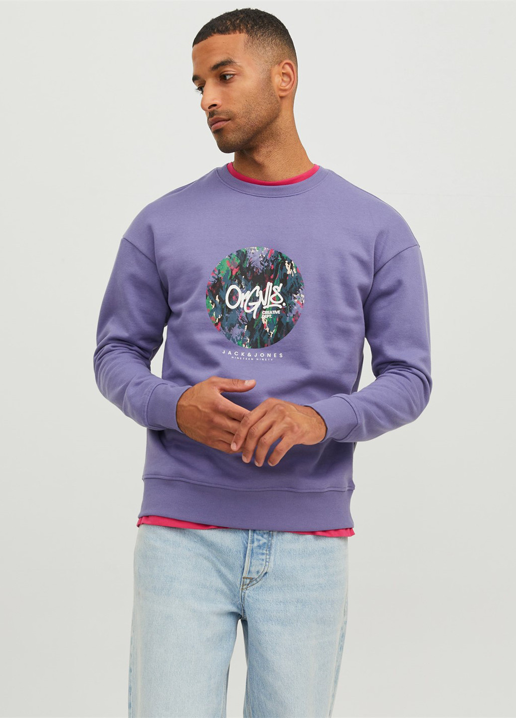 Фиолетовый свитшот Jack & Jones абстрактный (301203904)