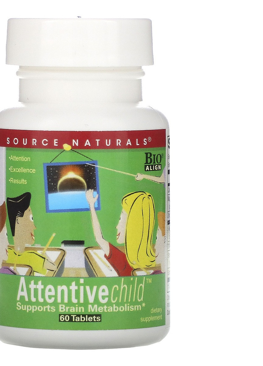 Комплекс для Поддержания Внимания у Детей, Attentive Child,, 60 таблеток Source Naturals (225714469)