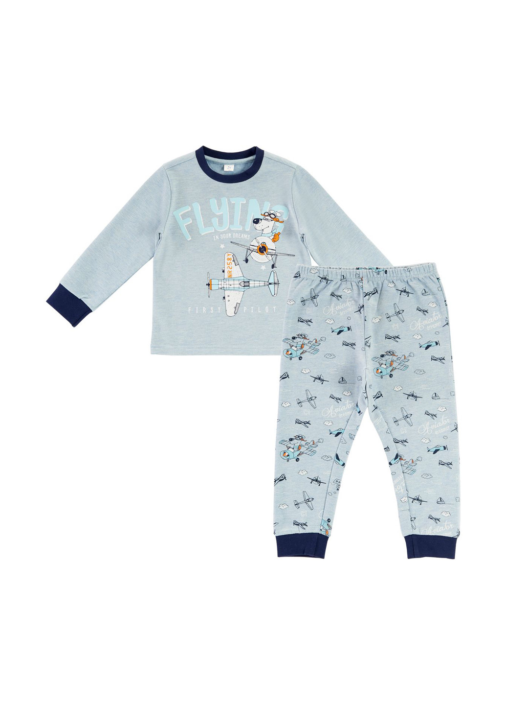 Голубая всесезон пижама (лонгслив, брюки) лонгслив + брюки Chicco