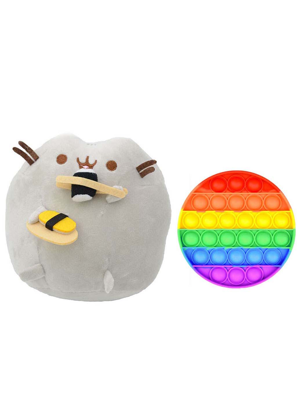 Іграшка м'яка кіт із суші 18 х 15 см Пушин кет та іграшка антистрес Pop It коло S&T (256544112)