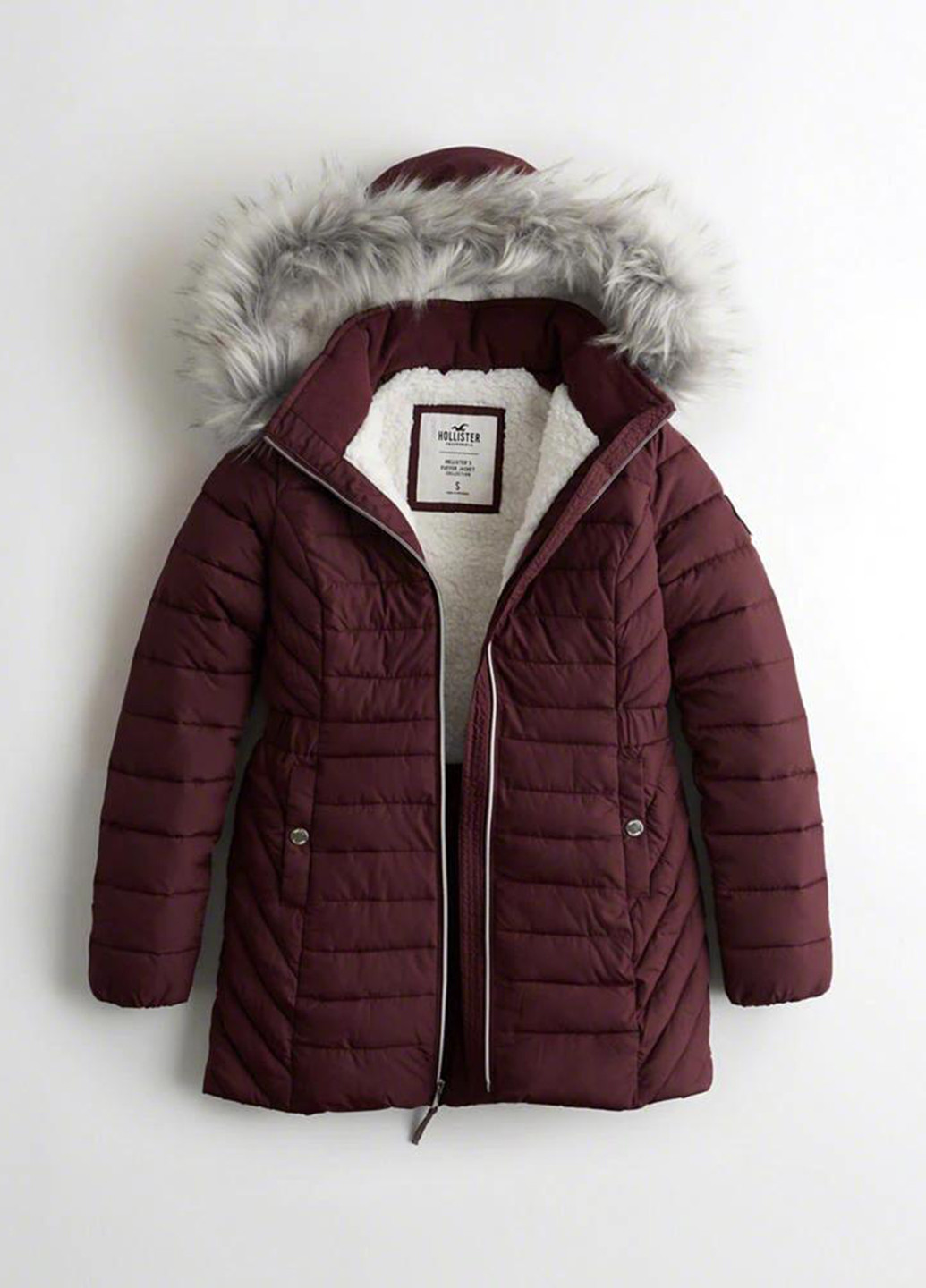 Бордовая зимняя куртка Hollister