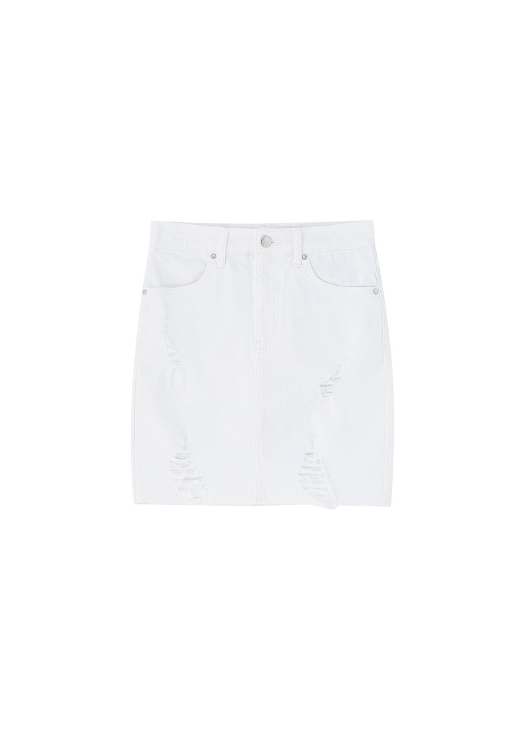 Белая джинсовая однотонная юбка Pull & Bear