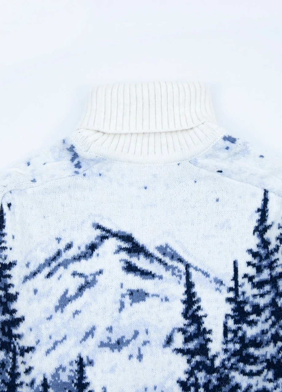 Білий демісезонний светр чоловічий білий з вовком m-xl Pulltonic