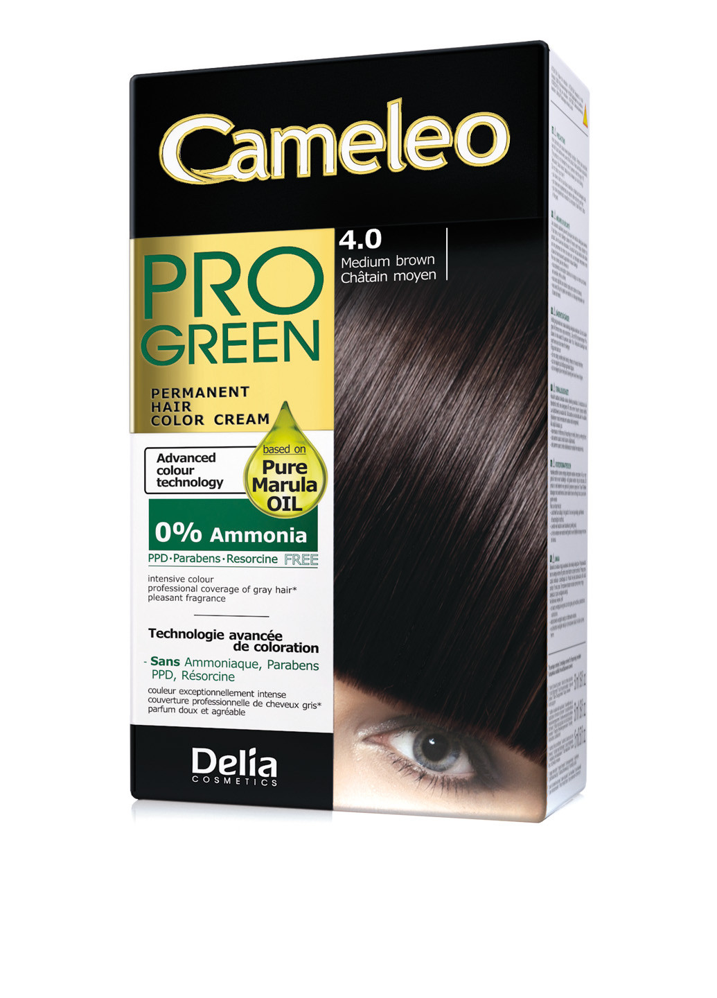 Крем-фарба для волосся з маслом марула №4.0 (коричневий) Delia Cosmetics (26919782)