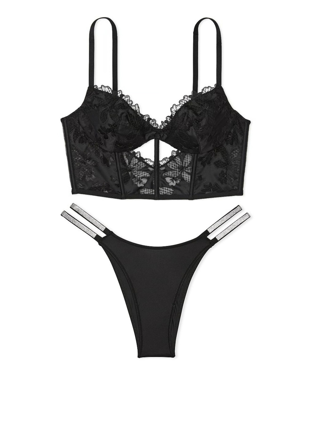 Чорний демісезонний комплект (бюстьє, трусики) Victoria's Secret