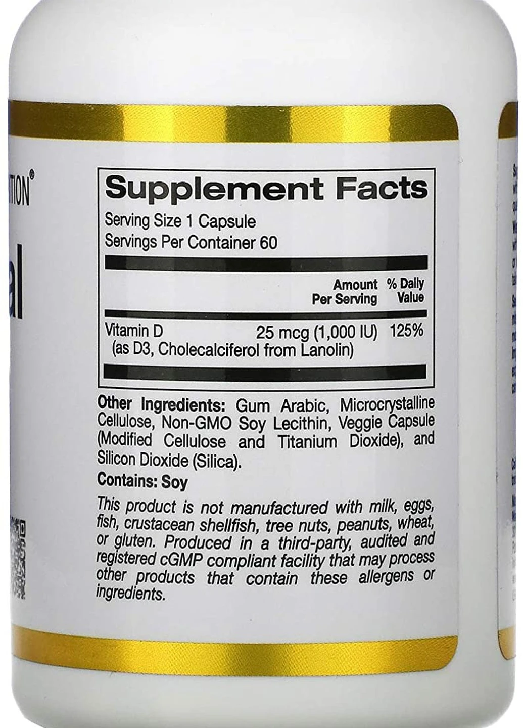 Вітамін Д3 Liposomal Vitamin D3 1,000 IU 60 Veggie Capsules California Gold Nutrition (254344525)