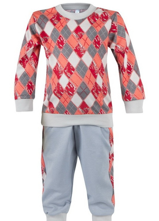 Серая зимняя детская пижама для мальчика "ромбики" Габби