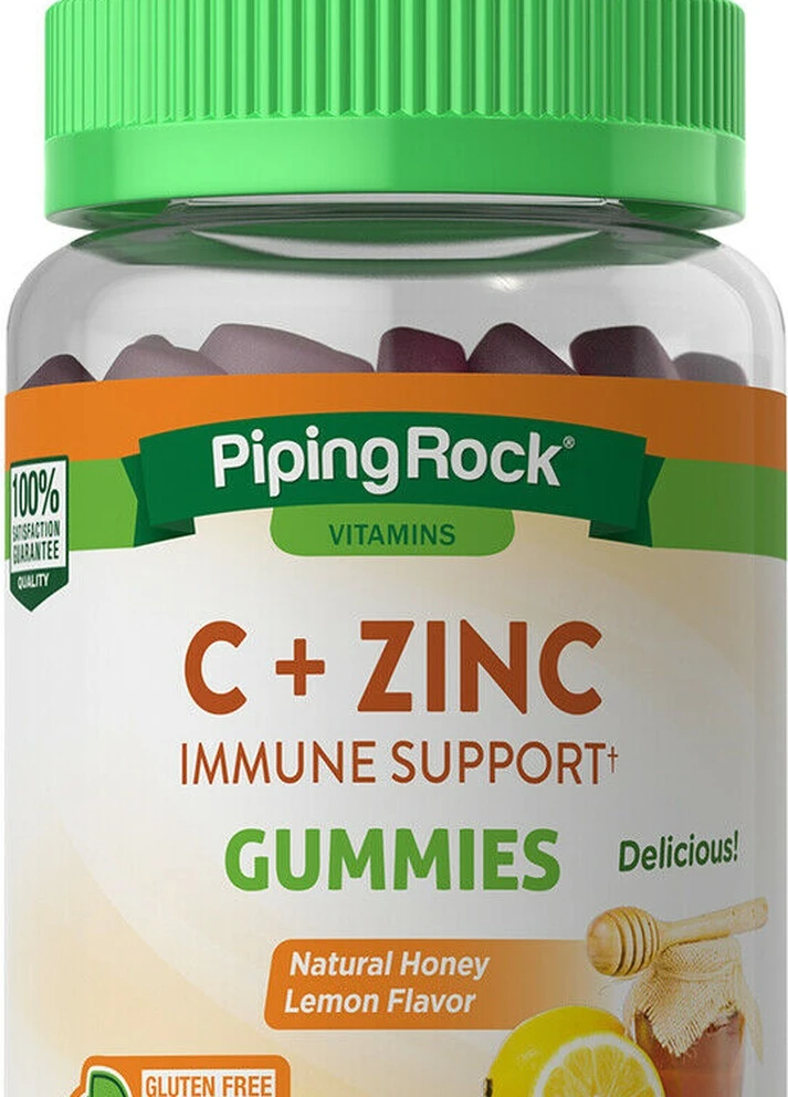 Вітамін С та цинк для імунітету C + Zinc Immune Support 60 Vegetarian Gummies (Honey Lemon) Piping Rock (254346333)