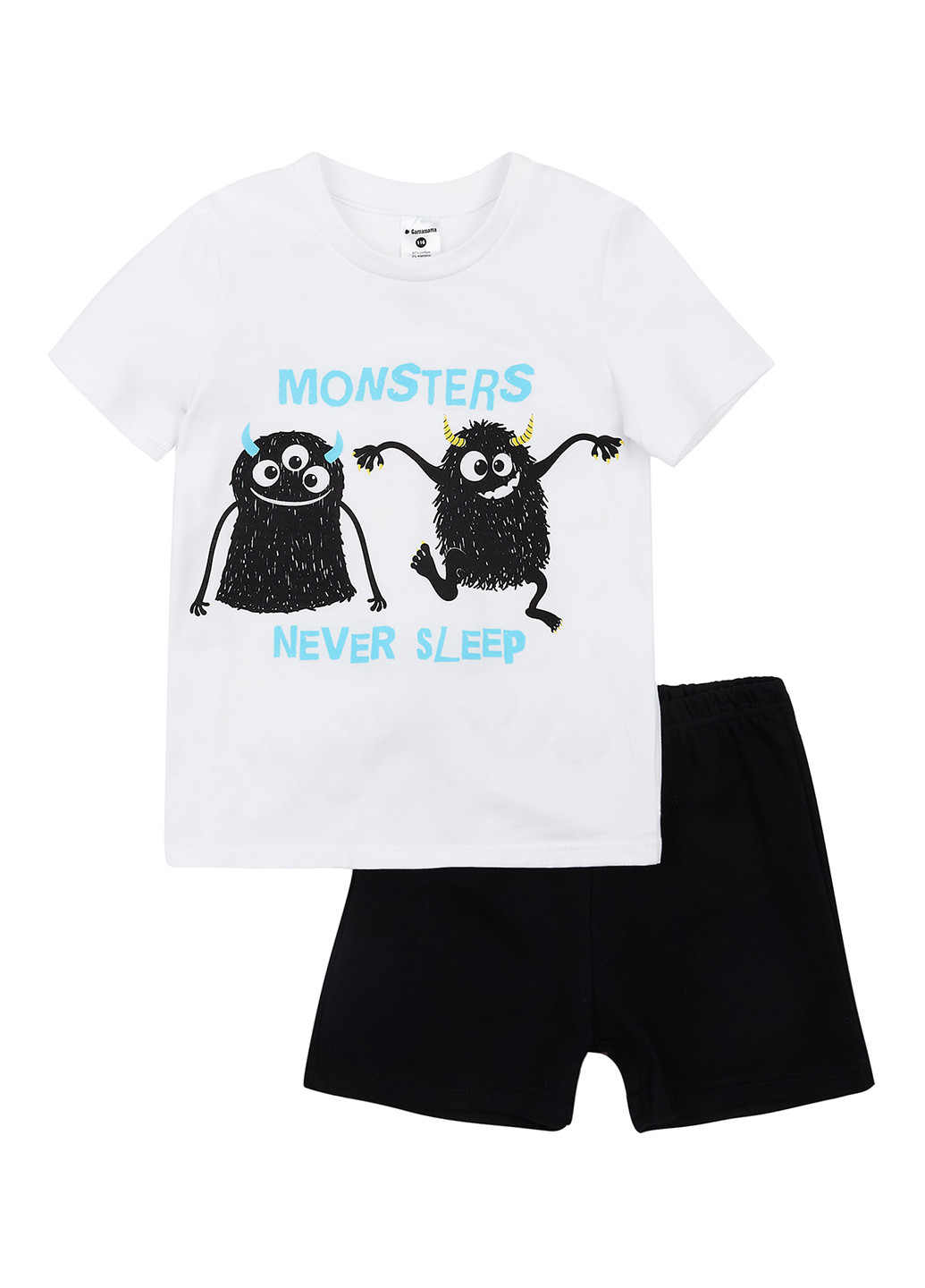 Черно-белая всесезон пижама (футболка, шорты) футболка + шорты Garnamama