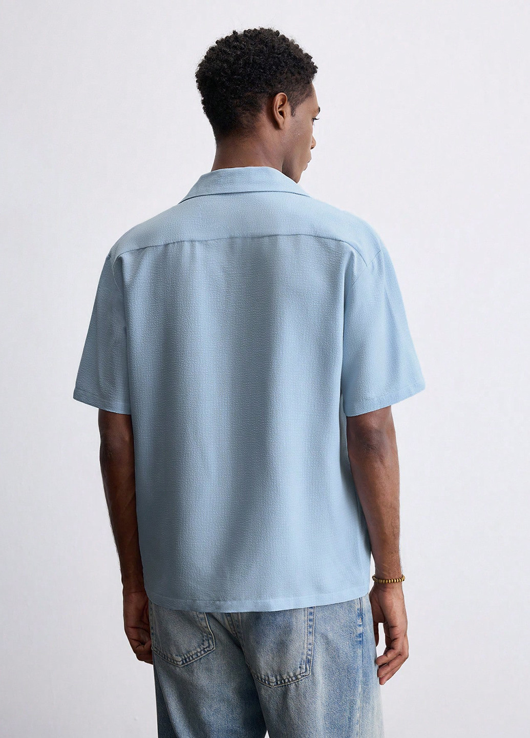 Светло-голубой классическая, кэжуал рубашка однотонная SHEIN