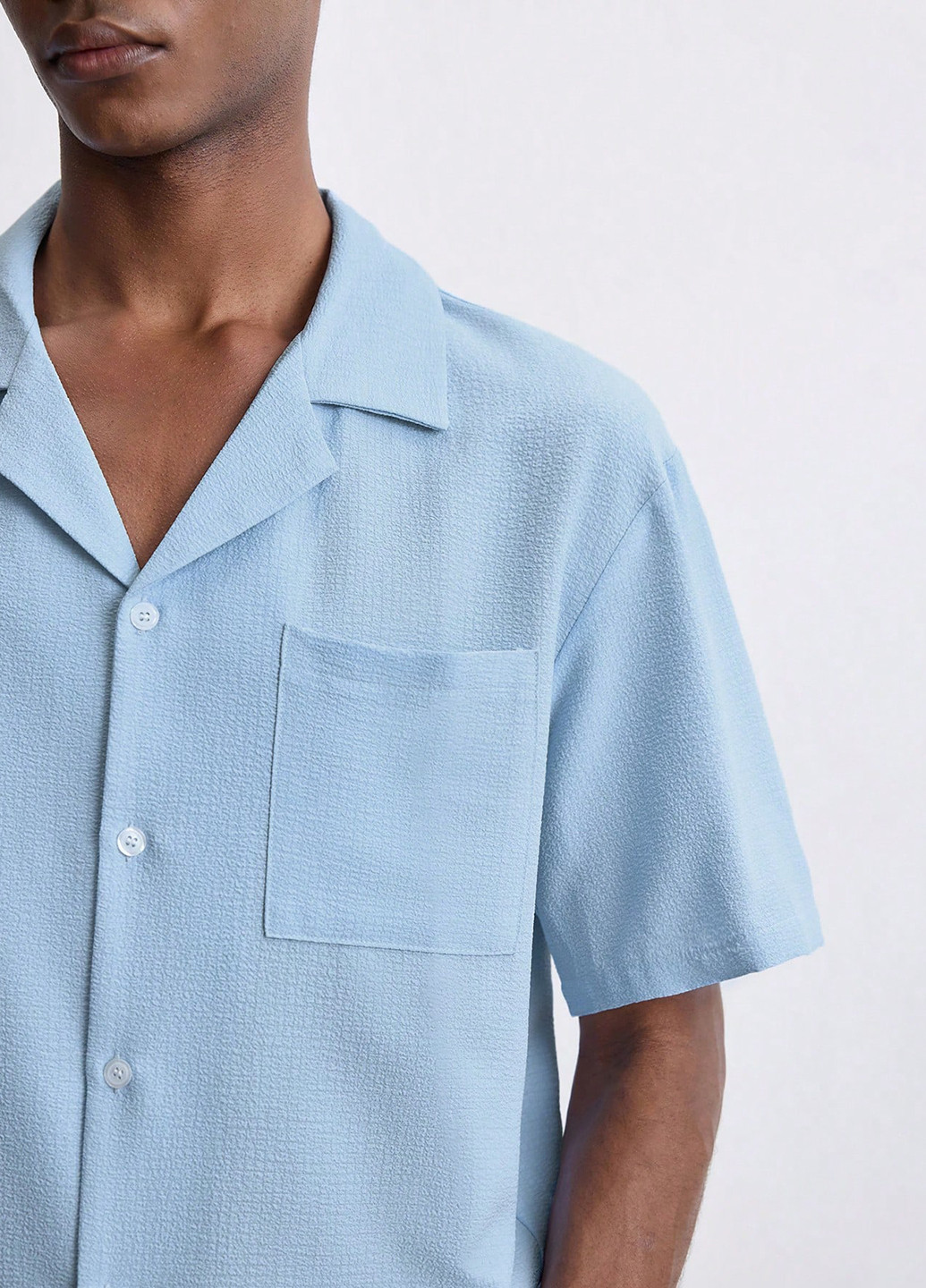 Светло-голубой классическая, кэжуал рубашка однотонная SHEIN