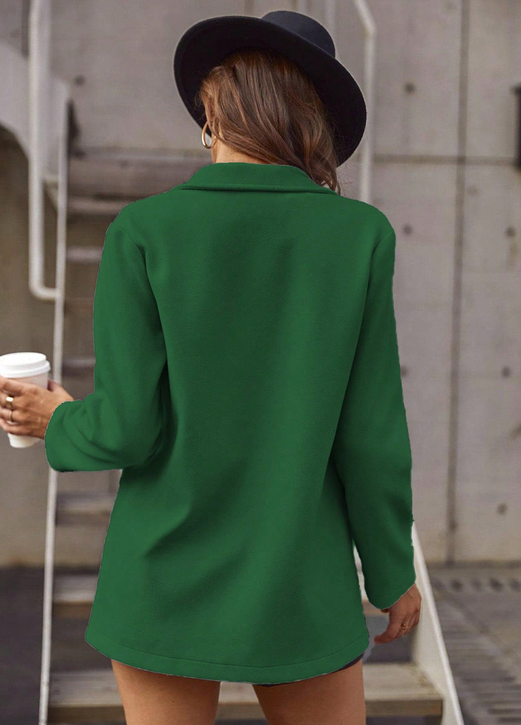 Зелене Святковий, Кежуал напівпальто двобортне SHEIN однотонне