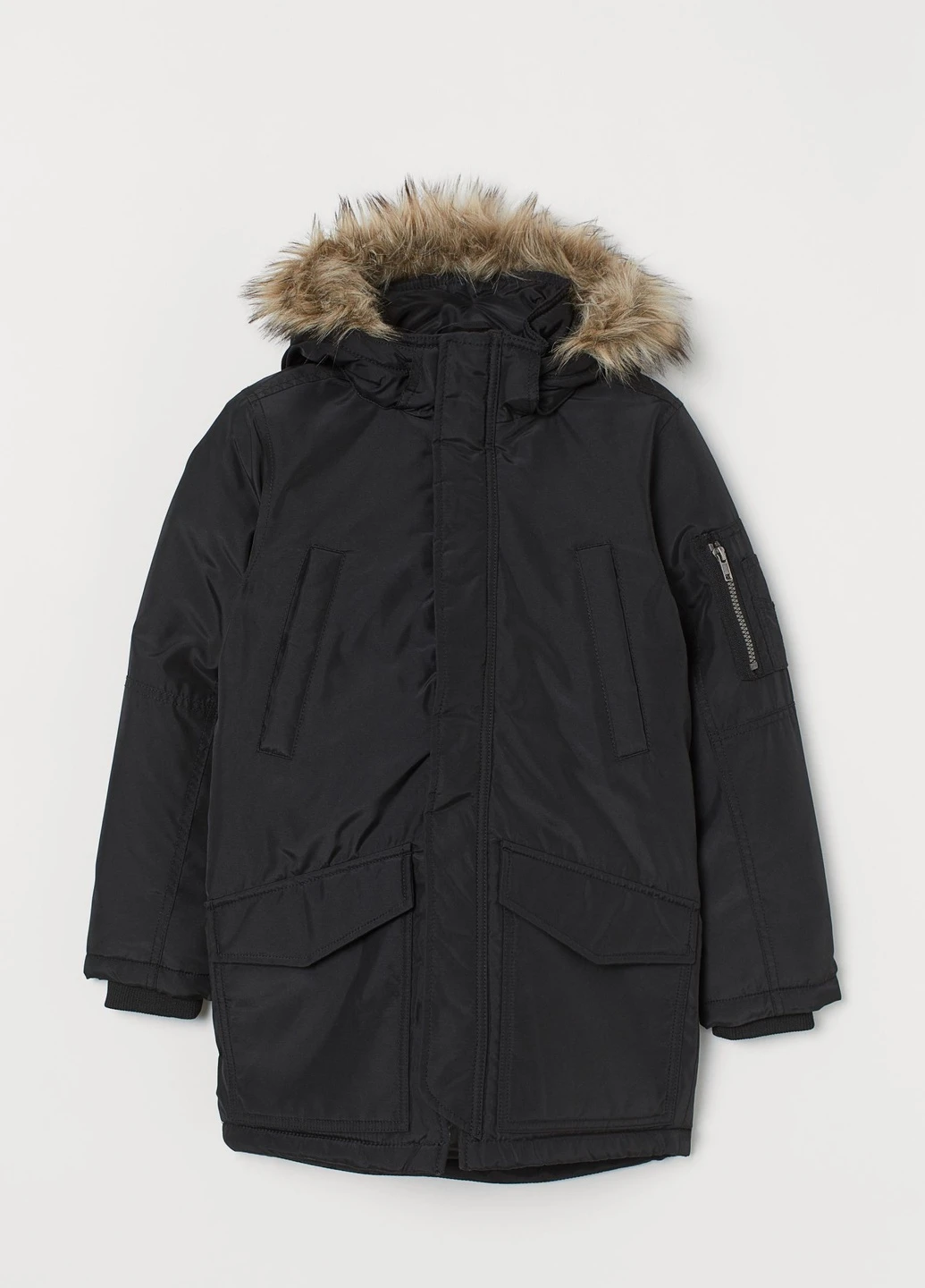 Черная зимняя куртка H&M