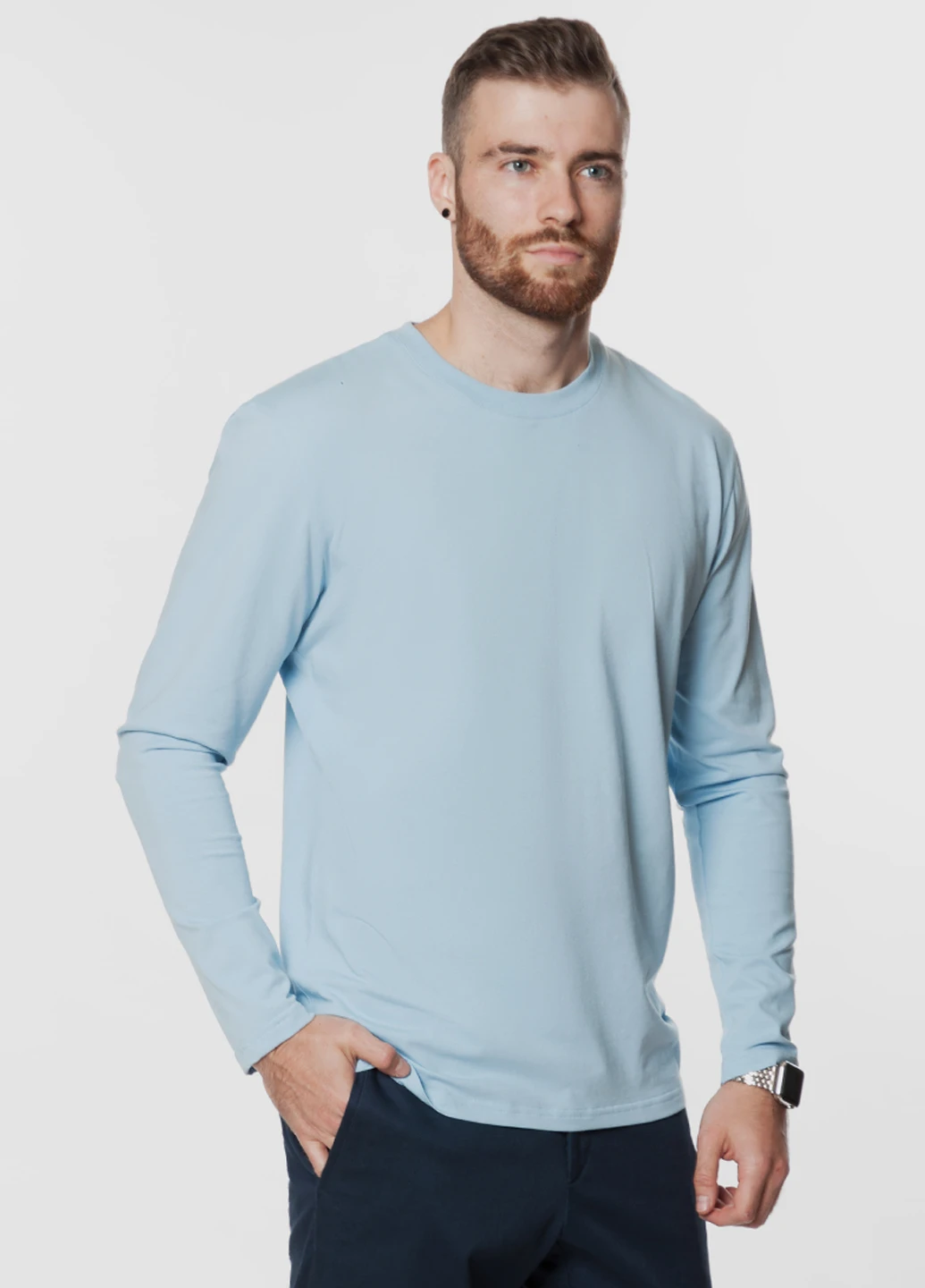 Блакитна футболка довгий рукав Arber Long Sleeve TRDM-F2