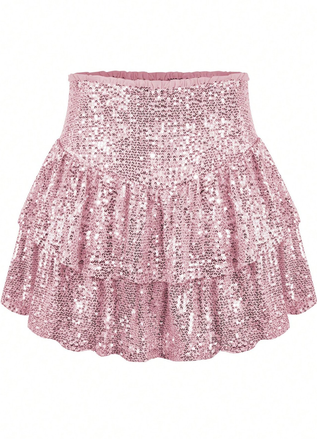 Светло-розовая коктейльный однотонная юбка SHEIN а-силуэта (трапеция), клешированная-солнце