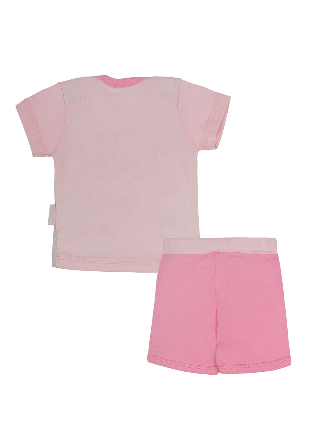 Розовый летний комплект (футболка, шорты) Фламинго