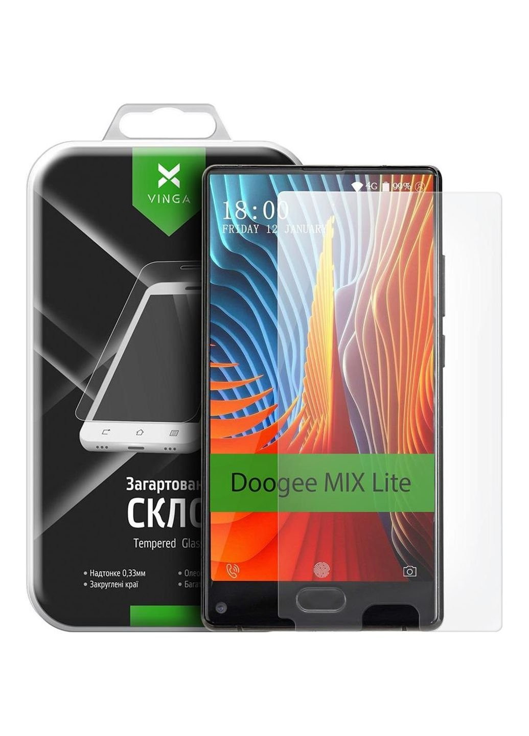 Скло захисне для Doogee MIX Lite (VTPGS-DMIXL) Vinga (249597409)