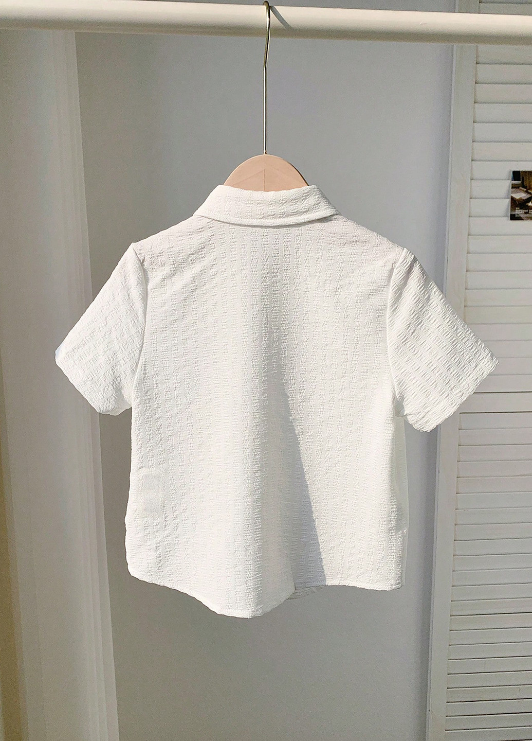 Белая праздничный, кэжуал рубашка однотонная SHEIN