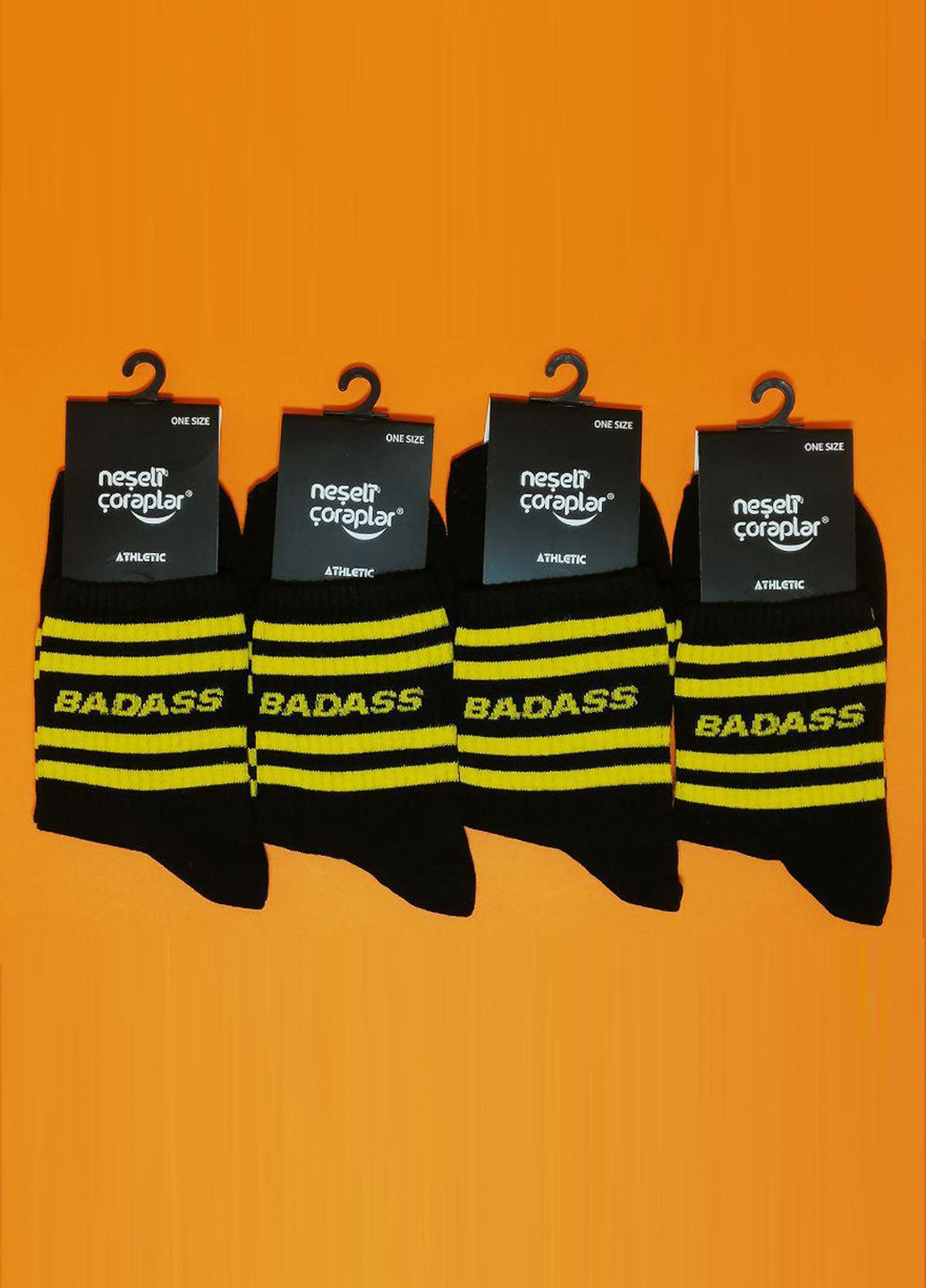 Носки Neseli Athletic Badass с жёлтыми полосками LOMM высокие (211942672)