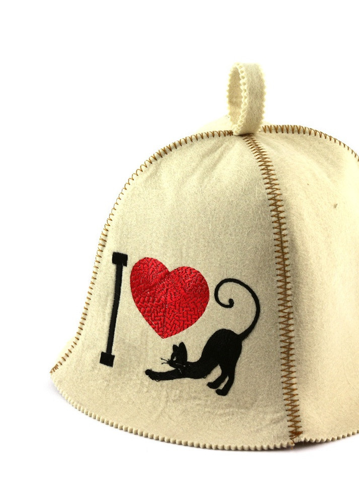 Банна шапка "I love cat", штучне хутро, білий (LA-386) Luxyart (252611485)