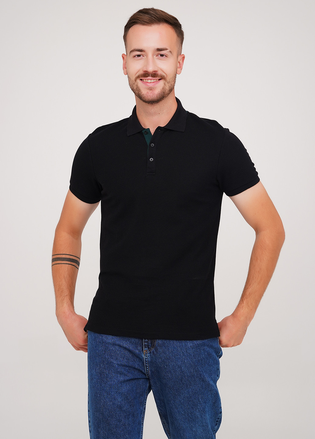 Черная футболка-поло для мужчин Lagerfeld однотонная