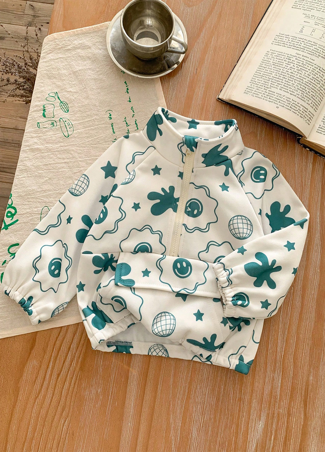 SHEIN свитшот абстрактный молочный кэжуал полиэстер