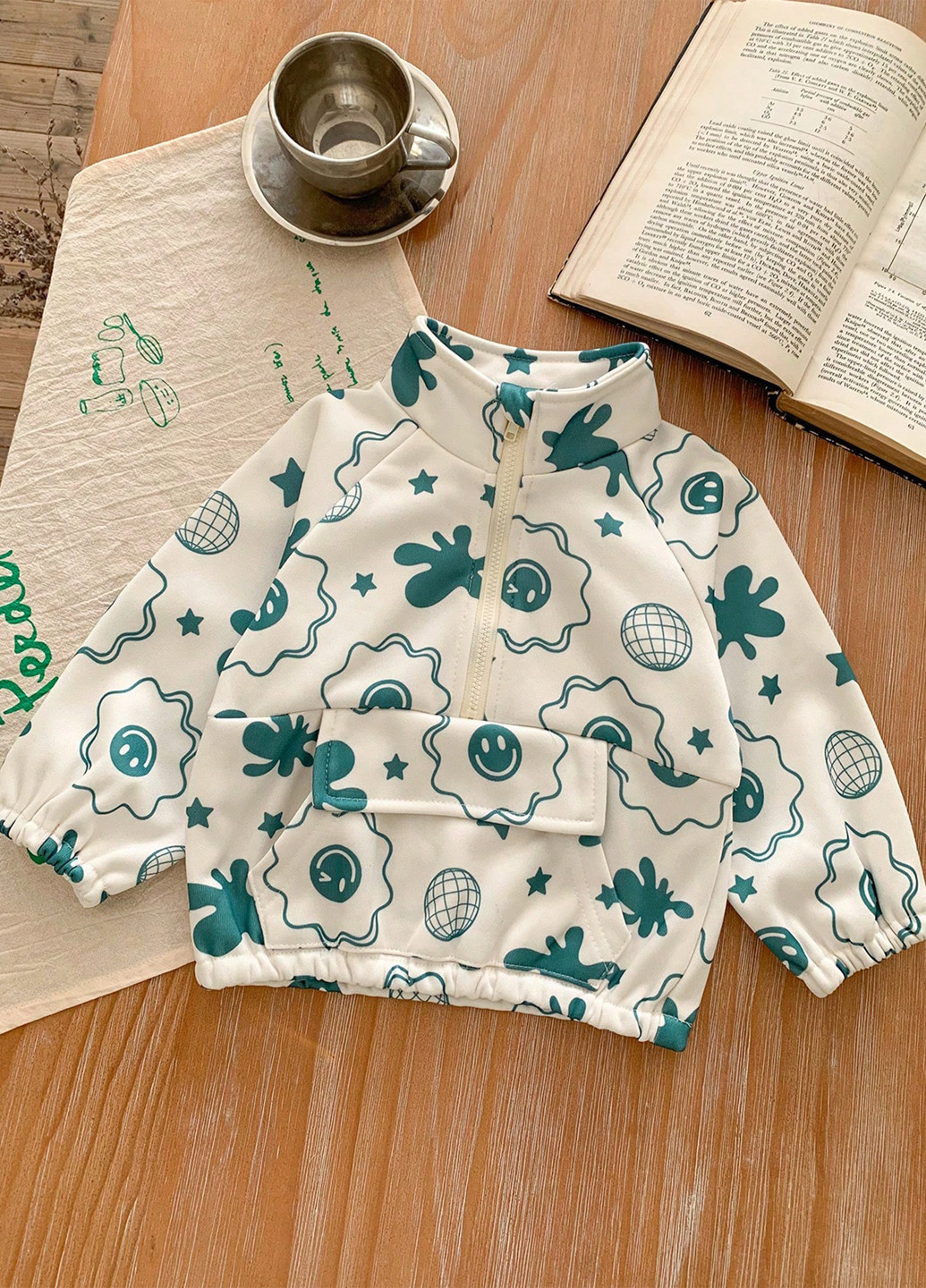 SHEIN свитшот абстрактный молочный кэжуал полиэстер