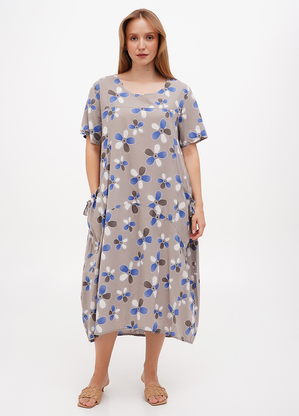Сіра кежуал сукня оверсайз L&N з квітковим принтом