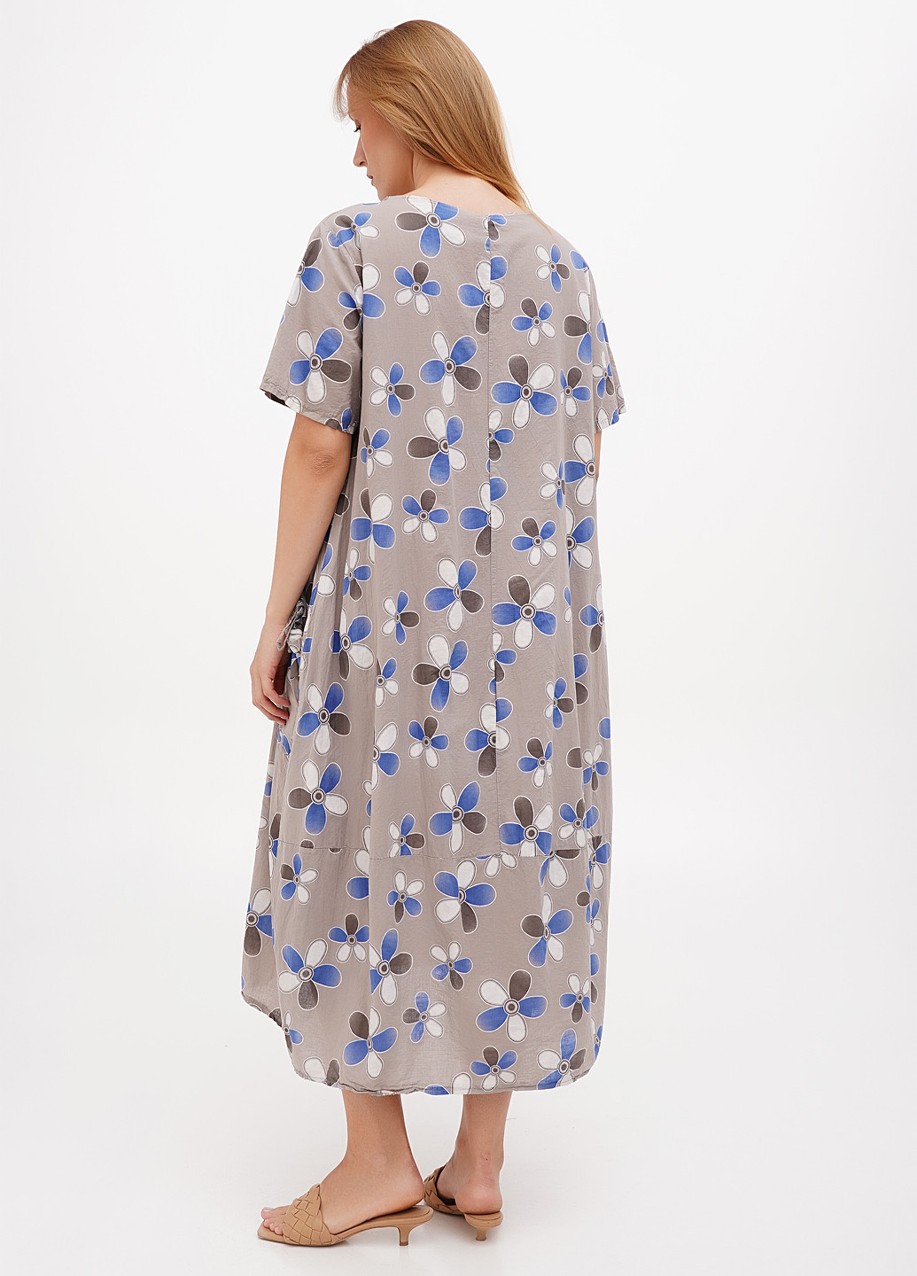 Сіра кежуал сукня оверсайз L&N з квітковим принтом