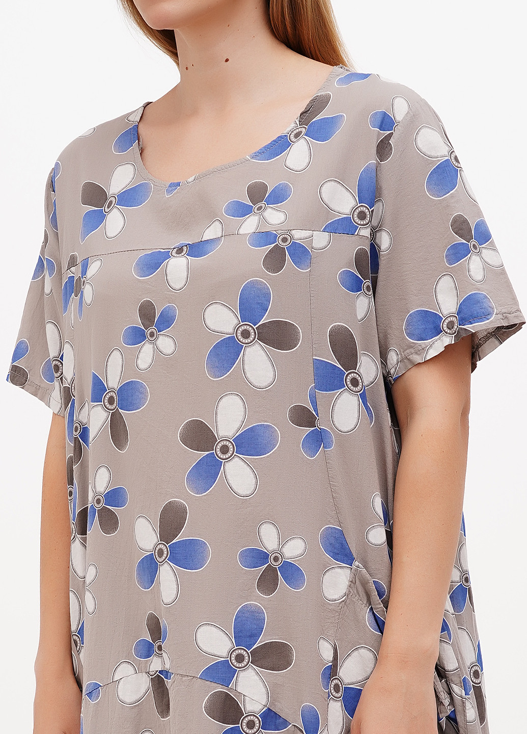 Сіра кежуал сукня оверсайз L&N з квітковим принтом