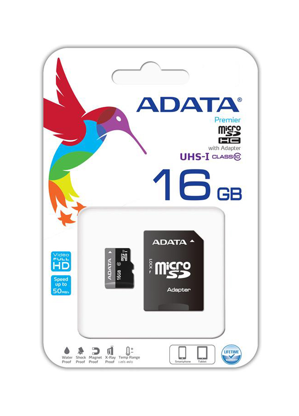 Карта памяти microSDHC 16GB C10 UHS-I + SD-adapter (AUSDH16GUICL10-RA1) ADATA Карта памяти ADATA microSDHC 16GB C10 UHS-I + SD-adapter (AUSDH16GUICL10-RA1) чёрные