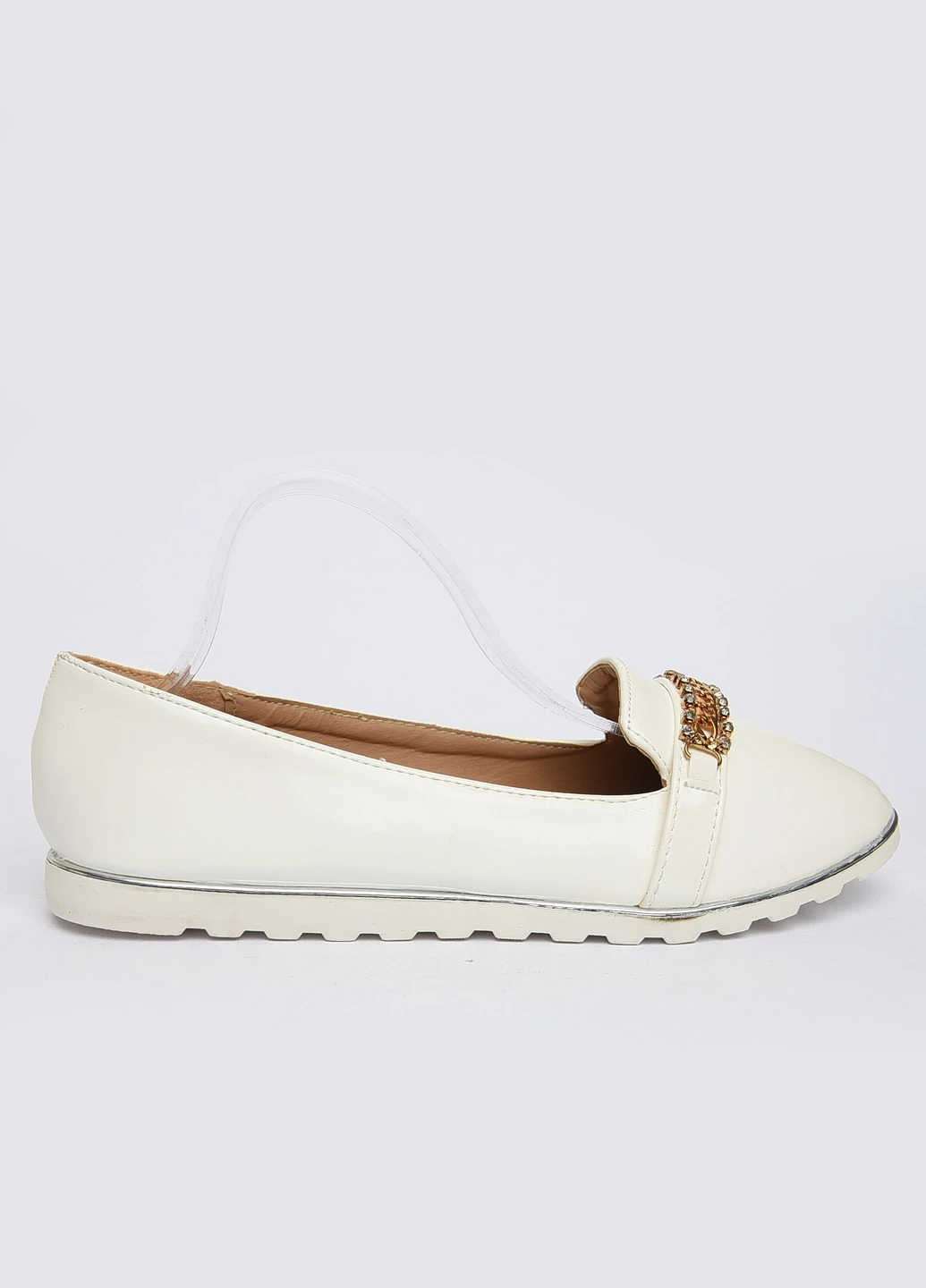 Женские балетки с украшением женские белые Let's Shop | белые однотонные искусственная кожа (254884266)