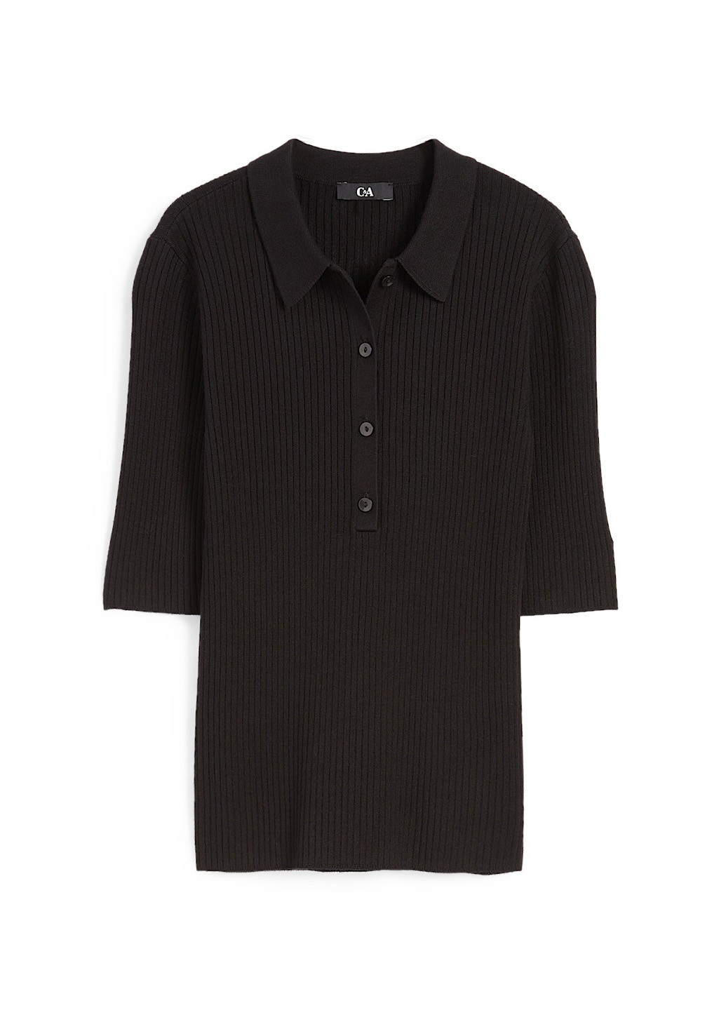 Черная женская футболка-поло C&A однотонная