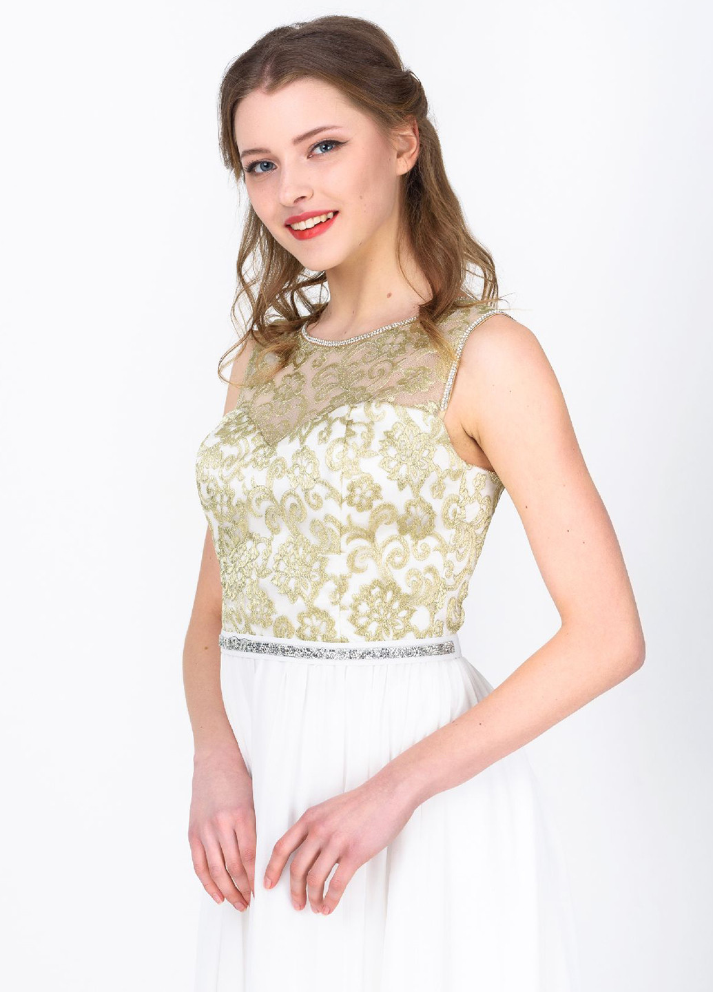 Белое вечернее платье RicaMare с цветочным принтом