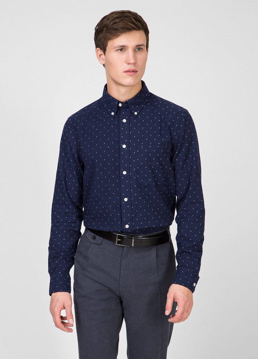 Синяя кэжуал рубашка в горошек Calvin Klein