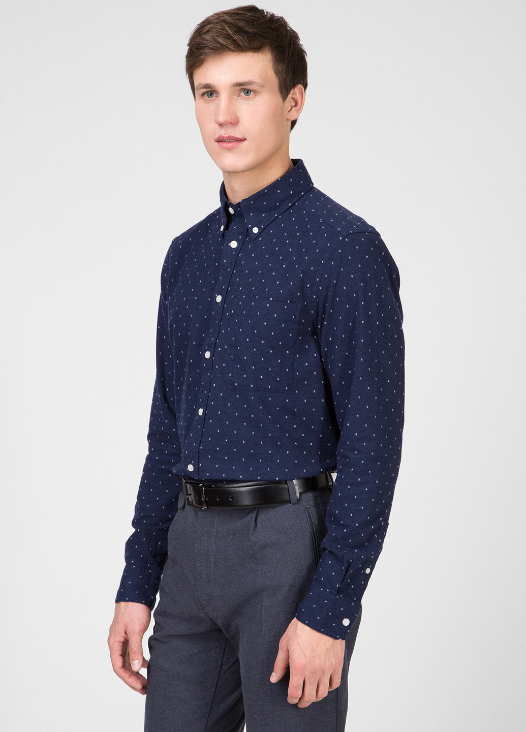 Синяя кэжуал рубашка в горошек Calvin Klein