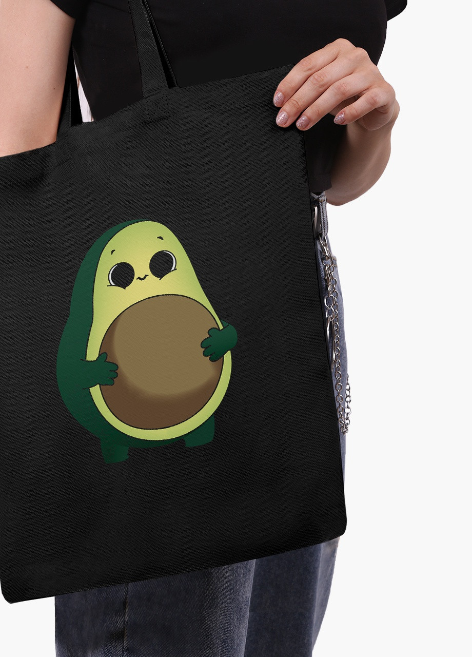 Еко сумка шоппер черная Авокадо (Avocado) на молнии (9227-2031-BKZ) MobiPrint (236265315)