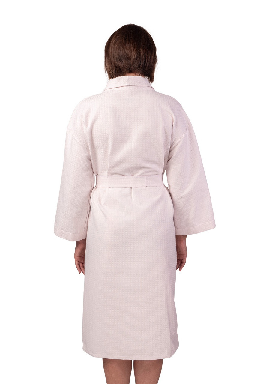 Вафельный халат Кимоно размер (46-48) М 100% хлопок пудровый (LS-134) Luxyart (211566833)