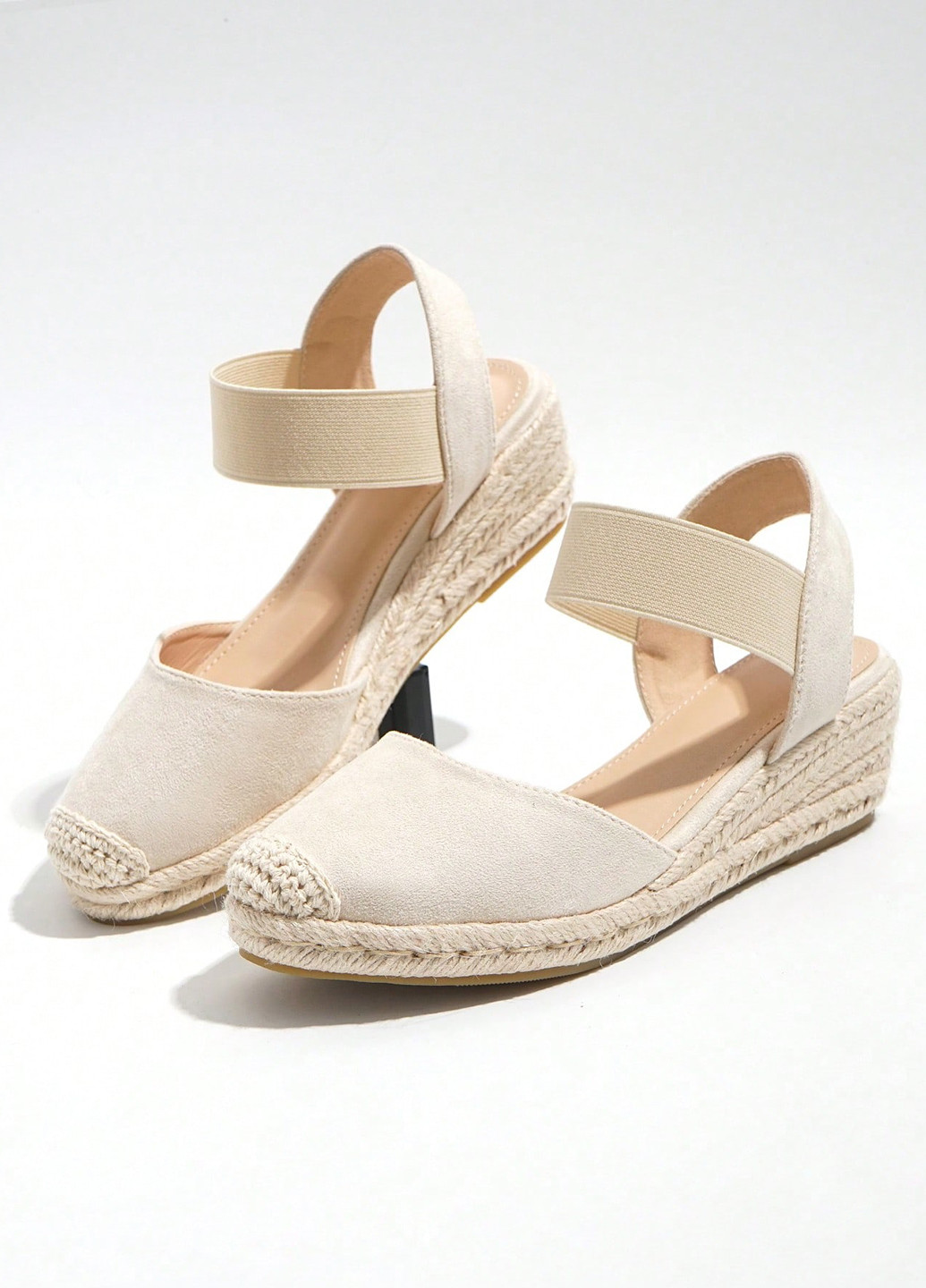 Бежевые эспадрильи SHEIN однотонный без декора (337992267)