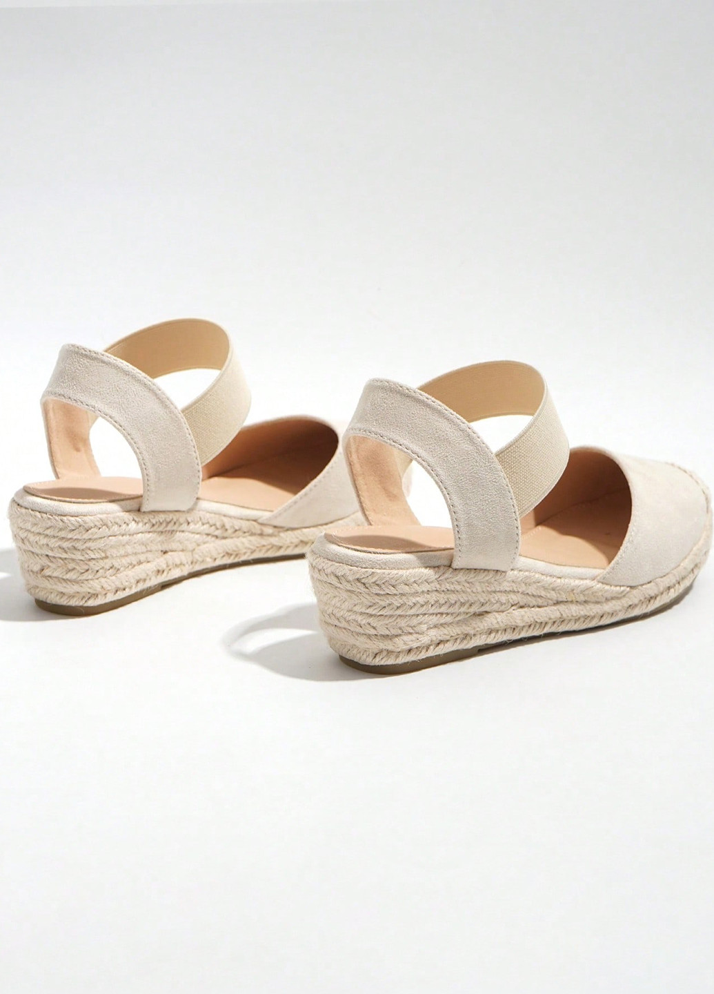 Бежевые эспадрильи SHEIN однотонный без декора (337992267)