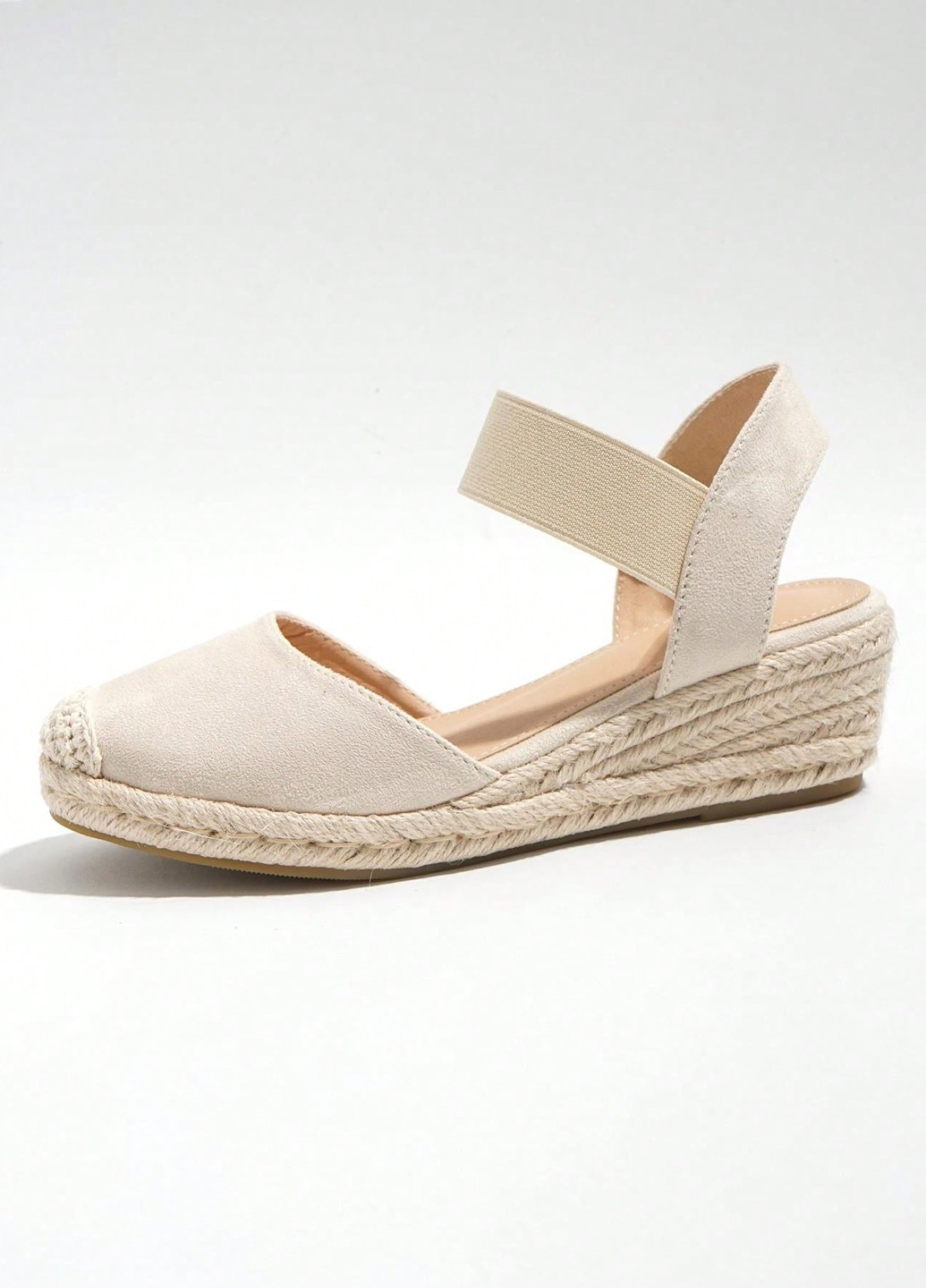 Бежевые эспадрильи SHEIN однотонный без декора (337992267)